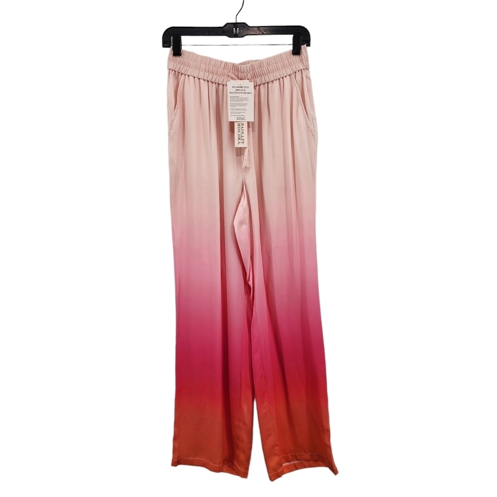 Badgley Mischka Women's 100% Mulberry Silk Ombre Wide Leg Lounge Pajama Pants - Picture 2 of 9